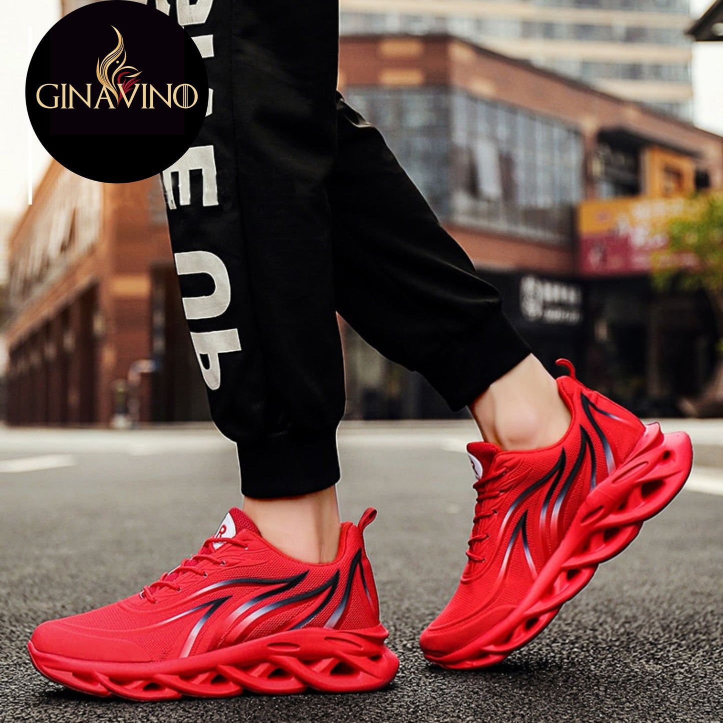 Men's Flame Printed Mesh Sneakers