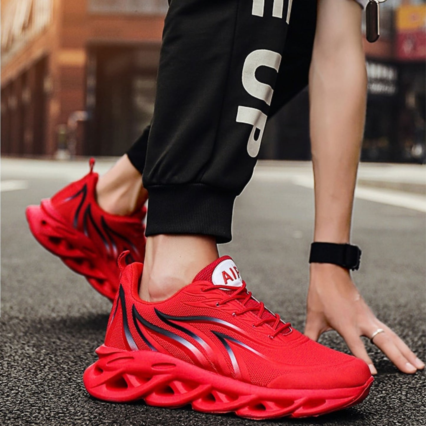 Men's Flame Printed Mesh Sneakers