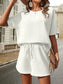 Waffle-Knit Half Sleeve Top and Shorts Set