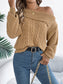 Cable-Knit One Shoulder Long Sleeve Sweater