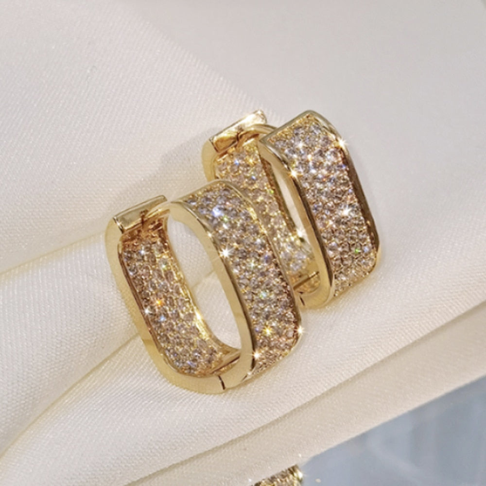 Pave` CZ Hoop Earrings