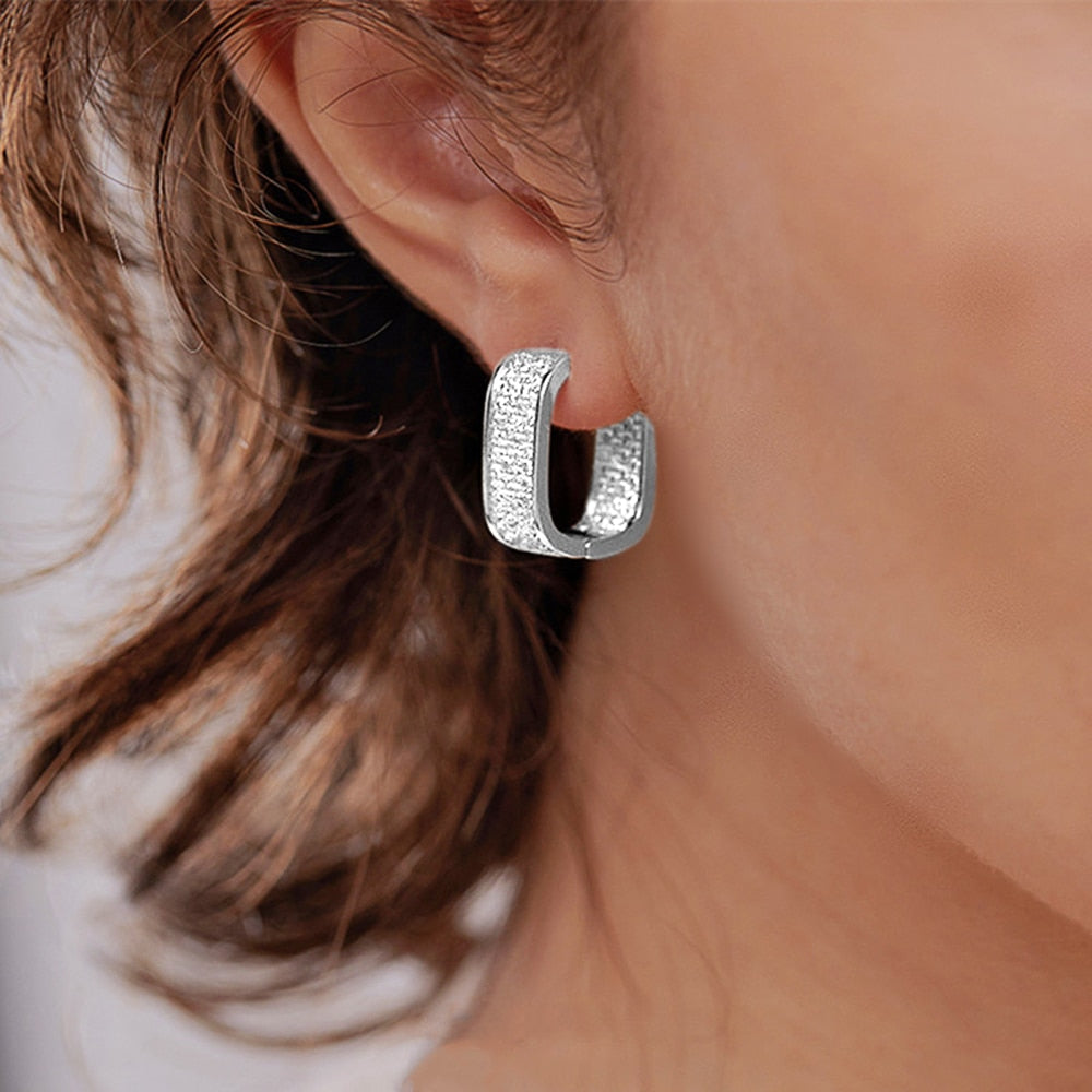 Pave` CZ Hoop Earrings