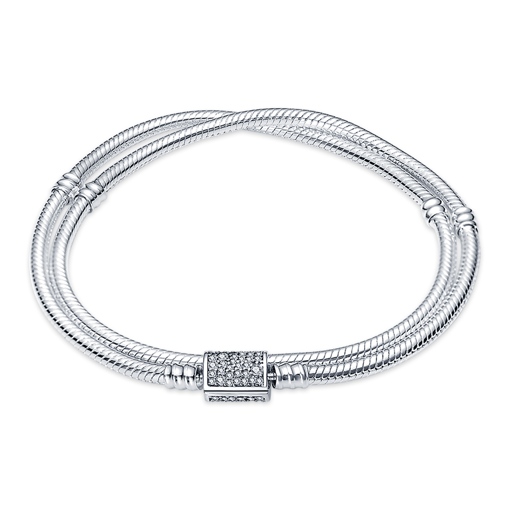 Double Wrap CZ Sterling Silver Bracelet