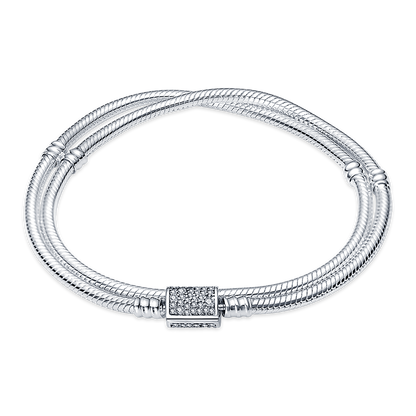 Double Wrap CZ Sterling Silver Bracelet