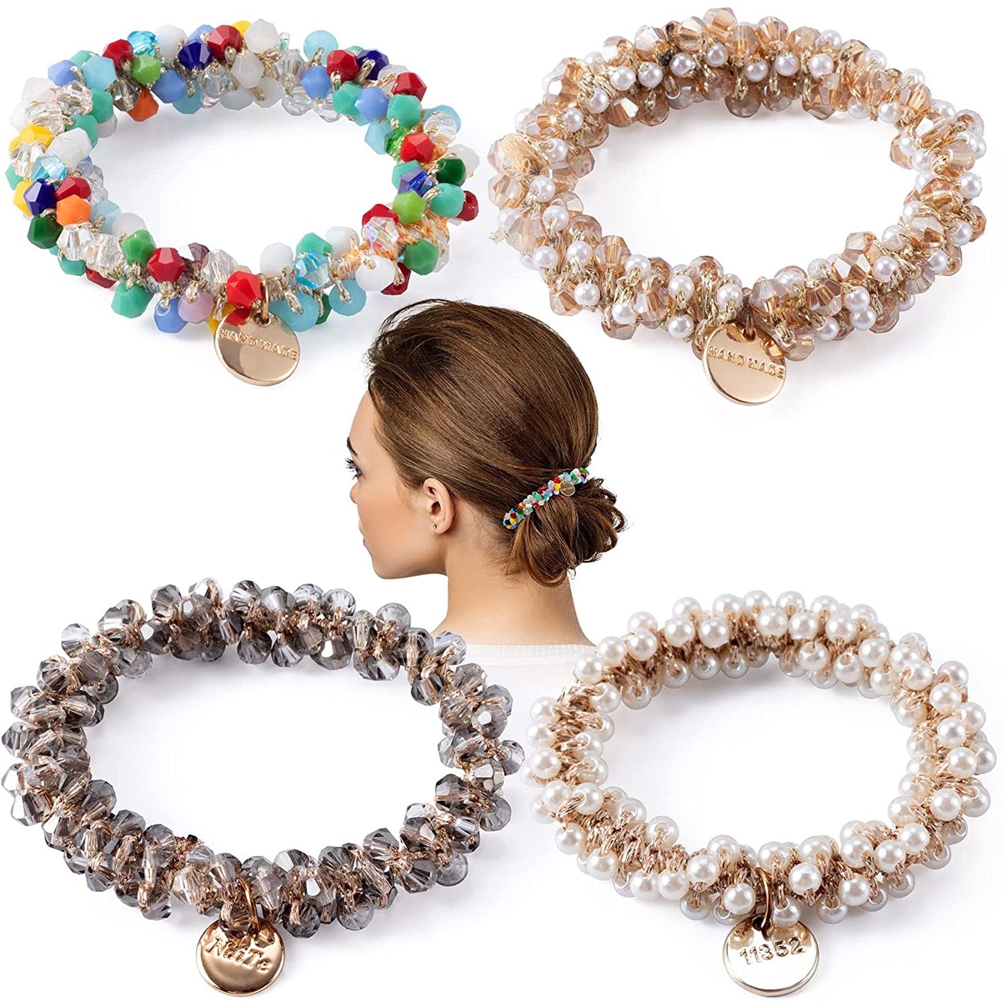 Glam Crystal-Beaded Hair Ties