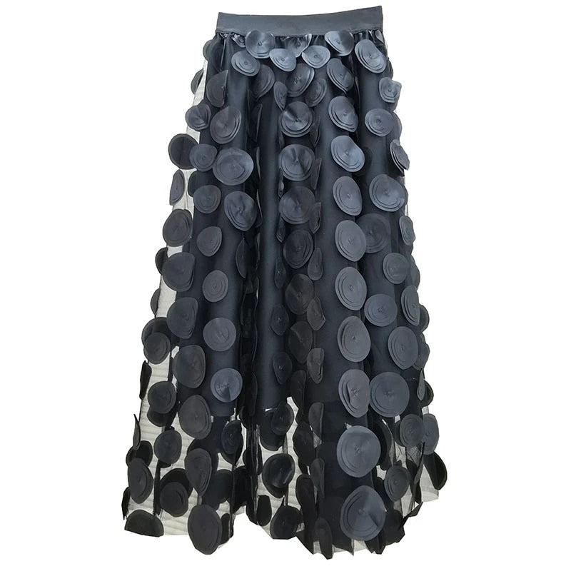 Black Polka Dot Mesh Skirt