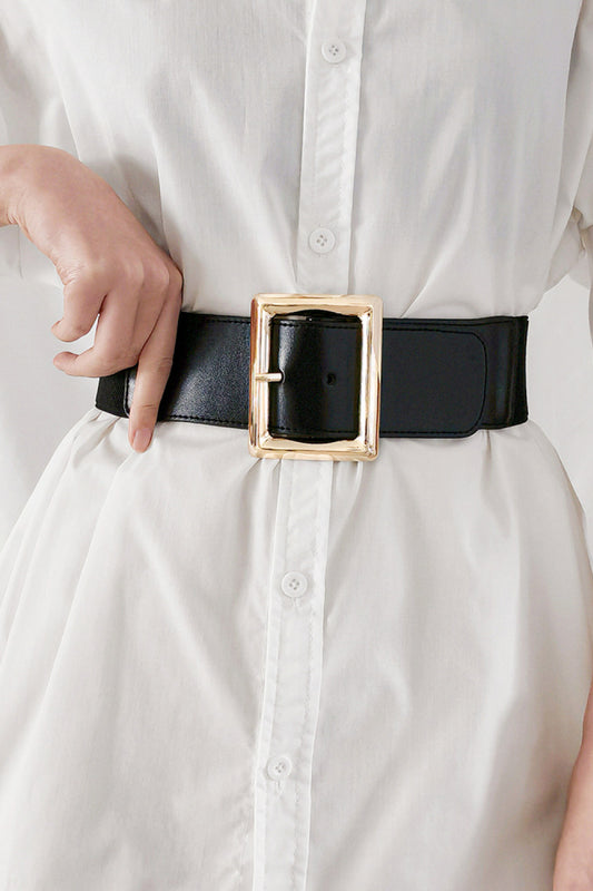 Cinch It - Rectangle Buckle Elastic Wide Belt