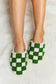 Melody Checkered Print Plush Slide Slippers