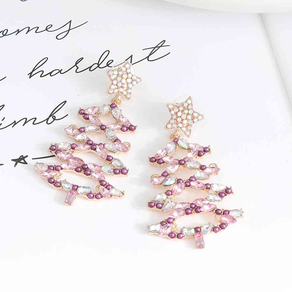 Christmas Tree Rhinestone Alloy Earrings