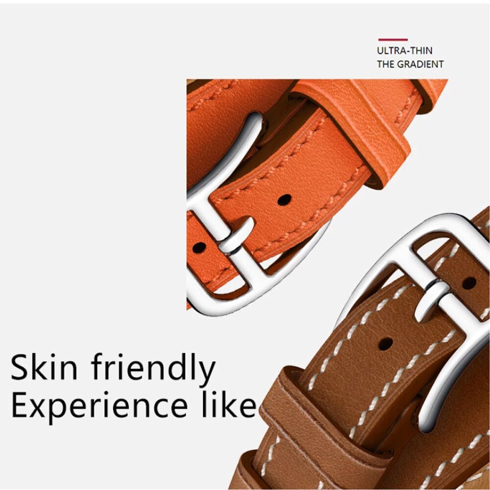 High Quality Leather Double Tour Strap For Smart Watch