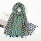 Soft Linen Fresh Floral Tassel Scarfs