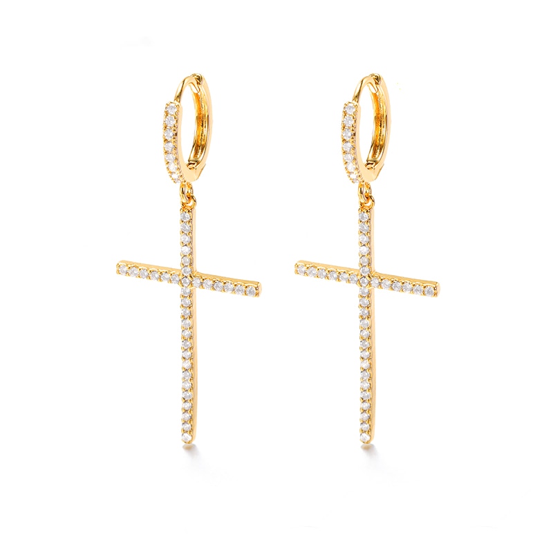 CZ Cross Hoop Earrings