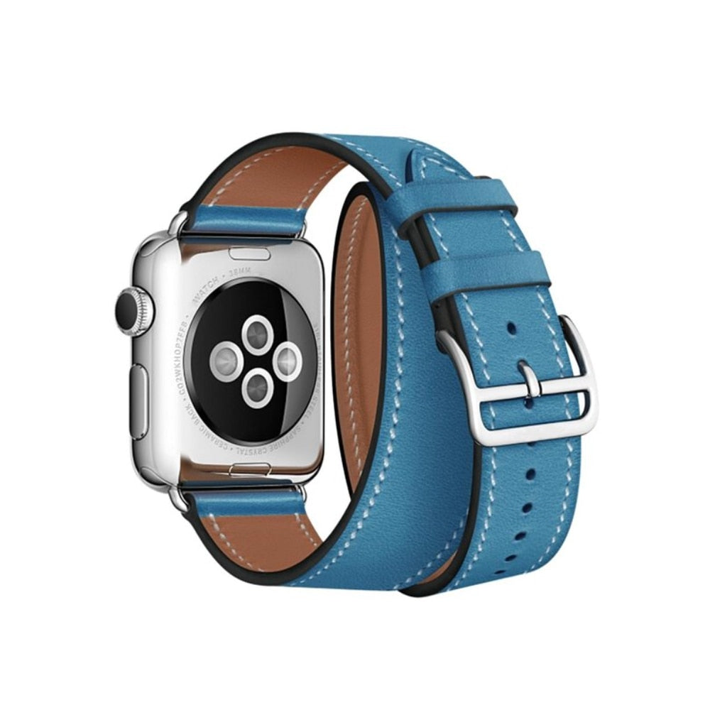 High Quality Leather Double Tour Strap For Smart Watch