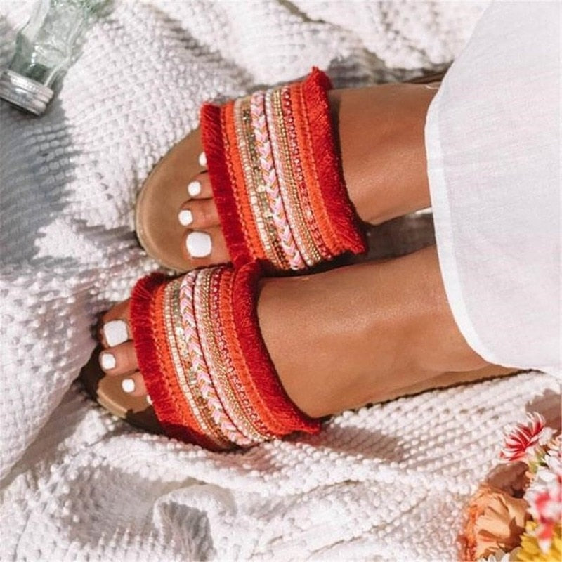 Fringed Beach Sandals