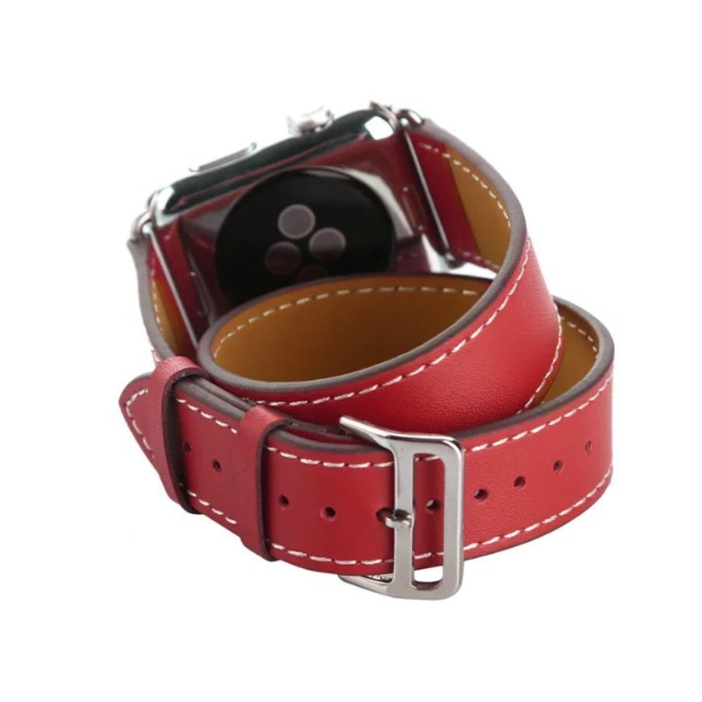 High Quality Leather Double Tour Strap For Smart Watch