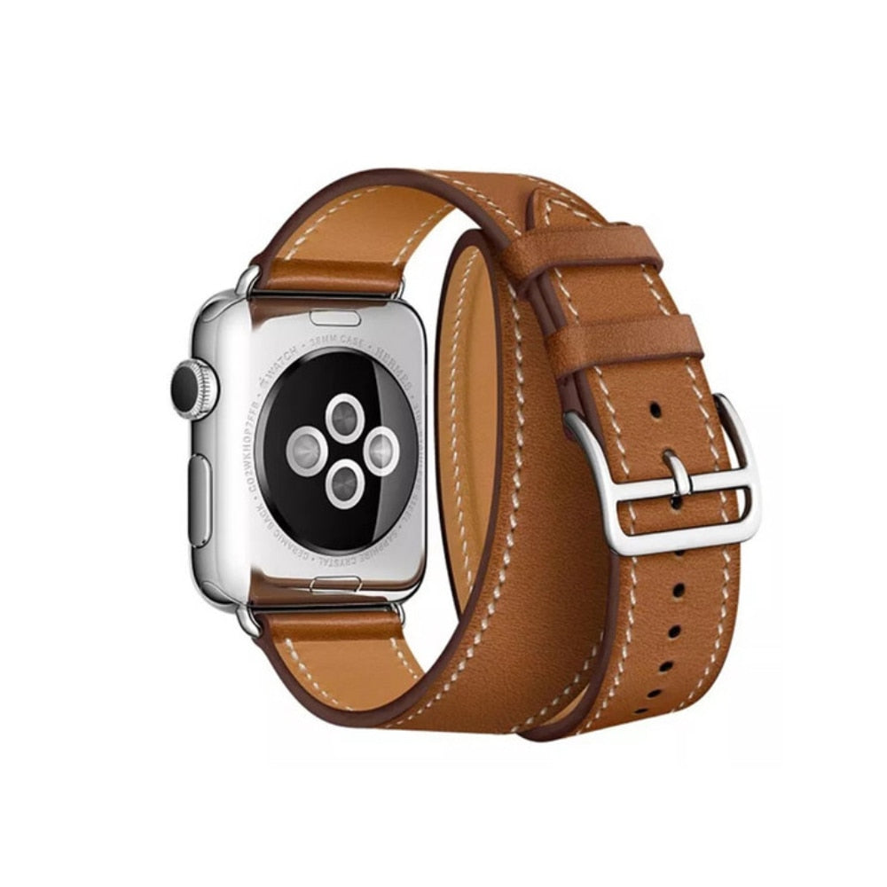 High Quality Leather Double Tour Strap For Smart Watch