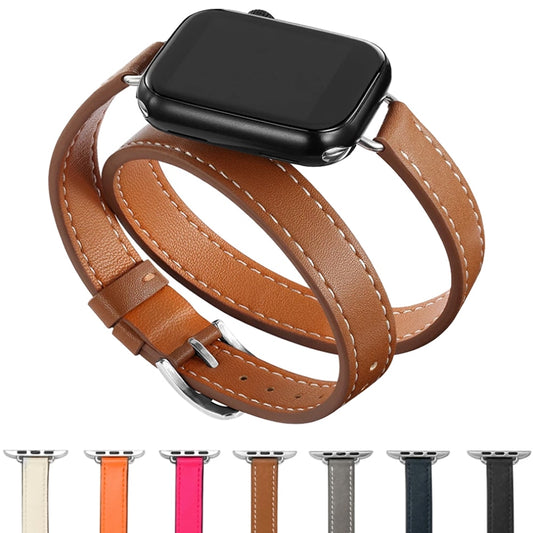 High Quality Leather Double Tour Strap For Smart Watch