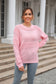 Round Neck Openwork Long Sleeve Pullover Sweater