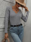 V-Neck Ribbed Knit Top